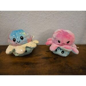Reversible Octopus Plushie Double Sided Flip Happy Sad Stuffed Toy Kids